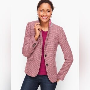 NWT Women’s Talbots wool Pink Houndstooth Blazer Size 2